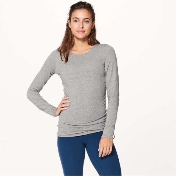 LULULEMON Cinch It Long Sleeve Top Heathered Medium Grey Women’s Size 2 - Picture 1 of 10
